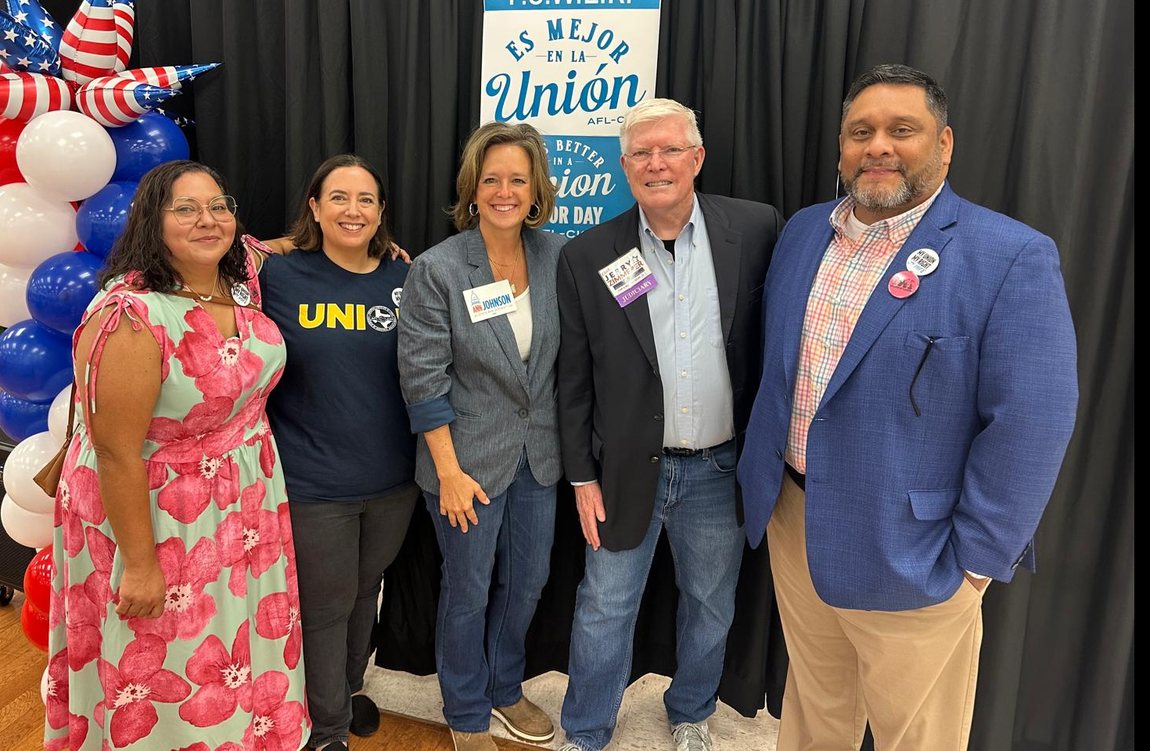 Jerry Zimmerer with candidates and organizers at an AFL-CIO Union P.O.W.E.R. event